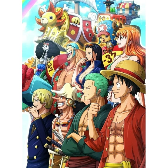 DIY 5D ONE PIECE Diamond Art Painting Kits for Adults,Anime Cartoon Round Full Drill Crystal Rhinestone Embroidery Cross Stitch Arts Craft Canvas for Home Wall Decor12"x 16"