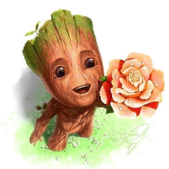 DIY 5D Round Full Drill Art Perfect for Relaxation and Home Wall Decor,Diamond Painting Kits for Adults,(Groot, 12x16inch)
