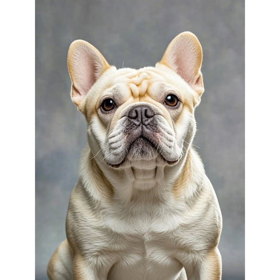 DIY 5D Round Full Drill Diamond Dot Gem Art Kits,Cream colored French Bulldog pattern,Art for Home Decor ,Diamond painting handmade for Beginnersanimal Crystal Gem Art Diamond Painting (16x12 inch)