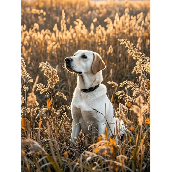 DIY 5D Round Full Drill Diamond Dot Gem Art Kits,Cream colored Labrador,Art for Home Wall Decor ,Diamond painting handmade for Beginnersanimal Crystal Gem Art Diamond Painting (16x12 inch)