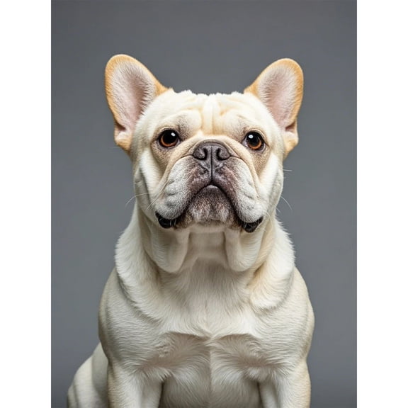 DIY 5D Round Full Drill Diamond Dot Gem Art Kits,Diamond painting handmade for Beginners Cream colored French Bulldog,Art for Home Wall Decor,animal Crystal Gem Art Diamond Painting (16x12 inch)