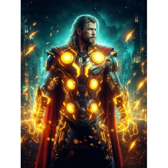 DIY 5D Thor Diamond Art Painting by Number Kits Crystal Rhinestone Diamond Embroidery Paintings Arts Craft for Home Wall Decor The Avengers (12 X 16 Inch)
