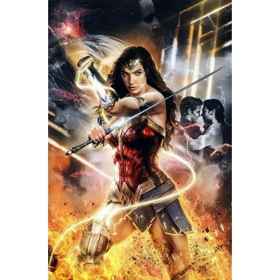 DIY 5D Wonder Woman Diamond Painting Kits for Adults, Diamond Art for BeginnerCartoon Diamond Painting Full Drillfor Home Wall Decor Festival Gift 12x16 Inch