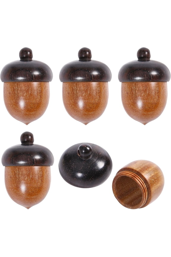 DIY 5Pcs Wooden Acorn Box Jewelry Pendants Peru Autumn Acorn Charm with Screw cover Secret Canister Pendant for DIY Gift Jewelry Making Car Pendant Decorations DIY