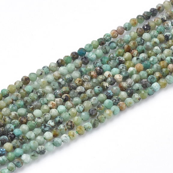 DIY 5Strand Natural African Turquoise(Jasper) Beads Strands Faceted Round 3mm Hole: 0.5mm 138pcs/strand 15.5 inch