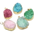 thumbnail image 1 of DIY 5pcs Plated Natural Druzy Agate Stone Round Pendants with Golden Brass Findings for Necklace Earring Jewelry Making DIY, 1 of 3