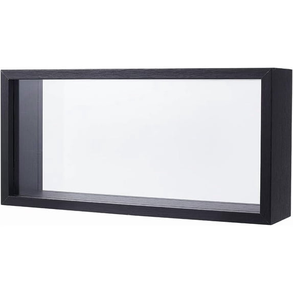 DIY 5x2.4x10.2 inch Rectangle Shadow Box Wood Shadow Box Display Case Shadow Box Frame with Double Sided Clear Acrylic Window for Dried Flowers Leaves Specimen - Black DIY