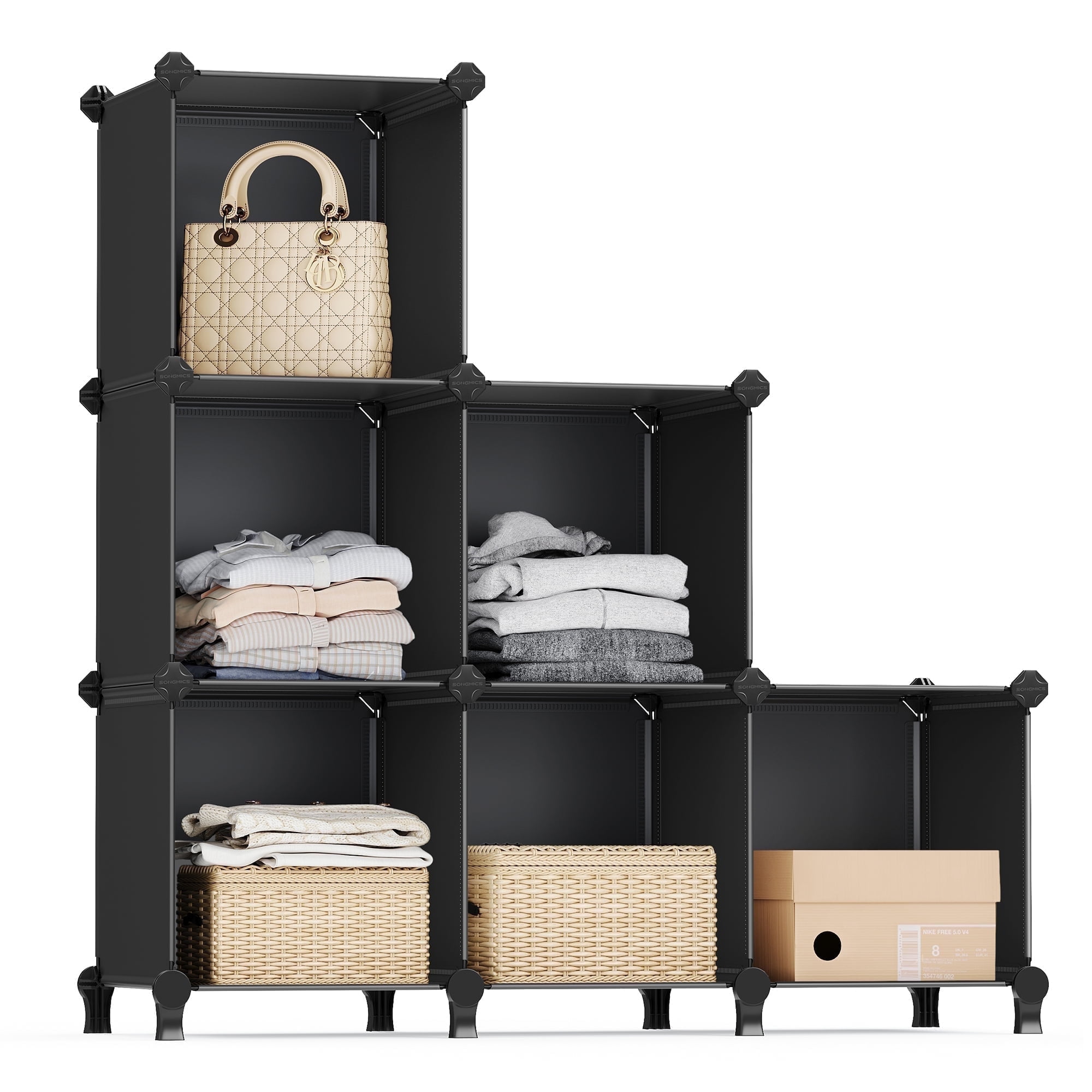 Black 6-Cube Modular Storage Organizer for Books
