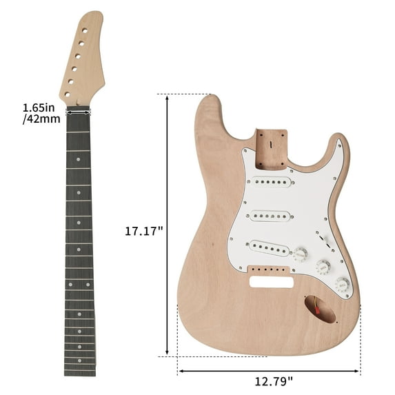 DIY 6 String Electric Guitar Kit - Mahogany Body, Maple Neck, Complete with Accessories for Beginners and Music Enthusiasts