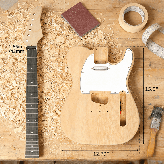 DIY 6 String TL Style Electric Guitar Kit Build Your Own Guitar with Mahogany Body Maple Neck Rosewood Fretboard 22 Frets Complete Pre-Wired Hardware for Beginners Luthier Project Home Learning Gift