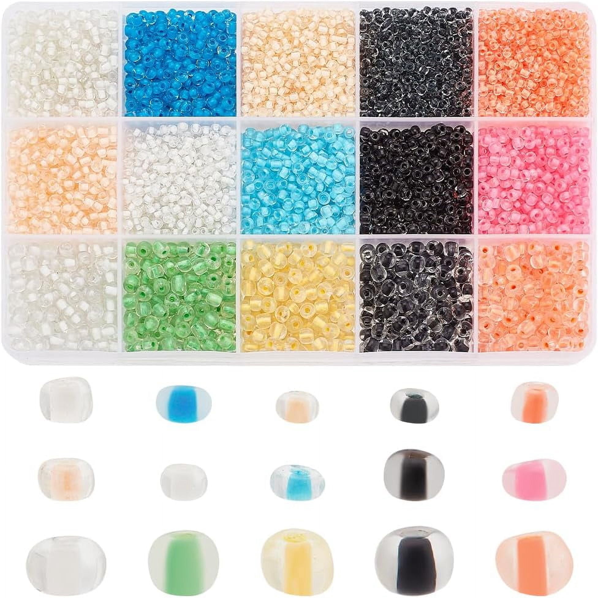 DIY 6870pcs 15 Styles Clear Glass Seed Beads 1.5/2/3.5/4mm Macaron