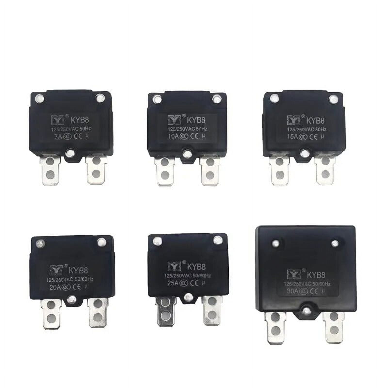 DIY 7A 10A 15A Automatic Reset Relay Fuse Therma Switch Circuit Breaker Current Overload