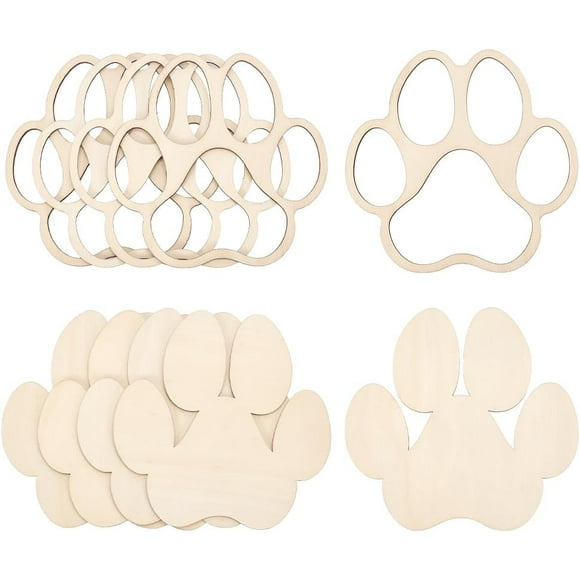 DIY 8 Pcs 2 Styles Print Paw Unfinished Wood Pieces 5.75x5.87x0.12 Inch Dog Paw Print Wooden Ornament Wood Cutouts for DIY Crafts Paintings Burlywood DIY