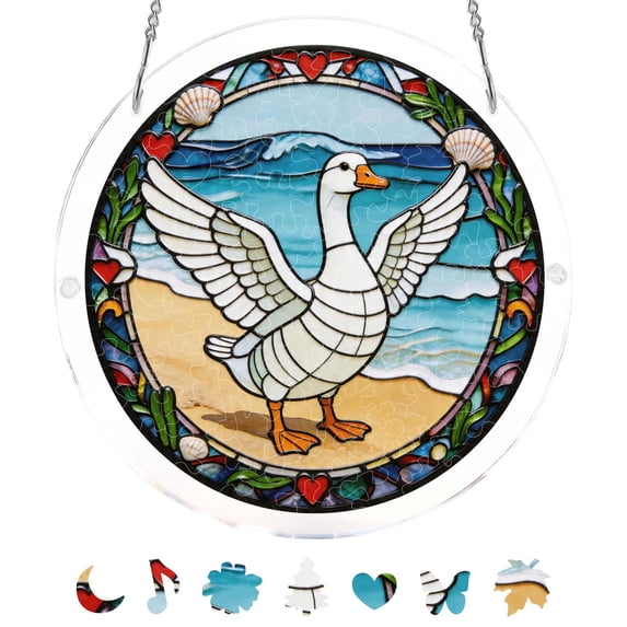 DIY 83 Piece Suncatcher Puzzle, Stained Glass Acrylic Window Hanging for Home Decor, Rainbow Gift for Mom Women(C)
