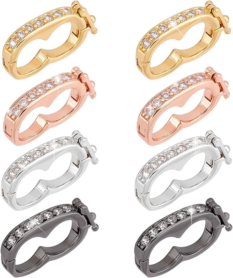 DIY 8pcs 4 Colors Brass Necklace Shortener Clasp Cubic Zirconia ...