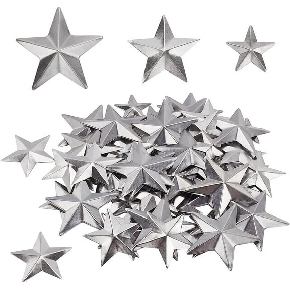 DIY 90PCS 3 Sizes Metal Barn Star Rustic Three Dimensional Bulk Unfinished Magical Texas Sliver Stars 1 Inch 1.5 Inch 2 Inch for Patriotic 4th of July Wall Wreath Craft Farmhouse Decor DIY