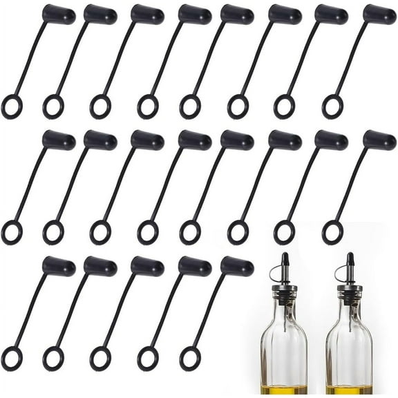 DIY 90Pcs Pourers Spout Caps Anti-Drop Dust Caps Hooded Black Rubber Tapered Pourer Covers Sealed Cap Stopper for Olive Oil Liquor Bottle Vinegar Bar Bartender Accessories DIY