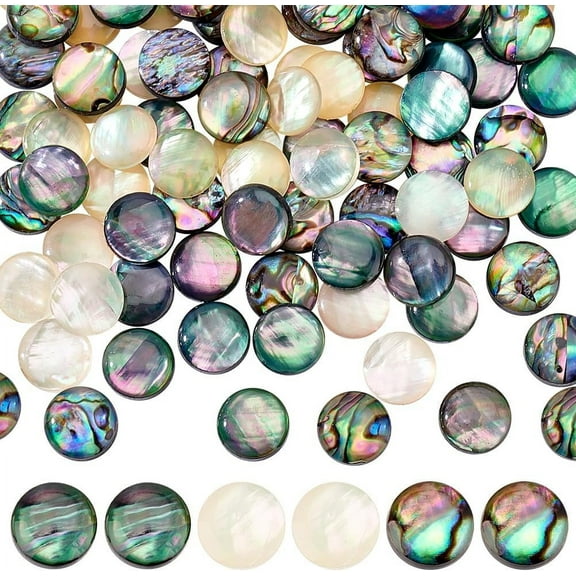 DIY 90pcs 3 Colors Abalone Shell Cabochon 10mm Acrylic Abalone Shell Beads Paua Shell Cabochons Half Round Seashell Beads DIY