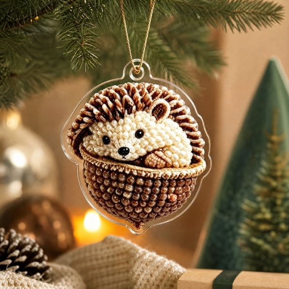 DIY Acrylic 2D Pearl Painting Christmas Ornament Kit for One Hanging Decoration, Sparkling Holiday Craft Project for Christmas Tree or Window Display and Handmade Gift Making, Style D