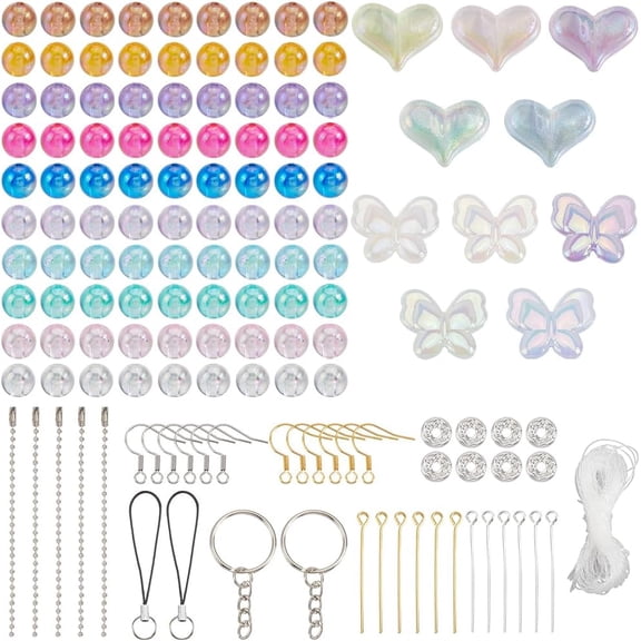 DIY Acrylic Beads Mobile Phone Strap Making Kits Mixed Color 60x0.8mm