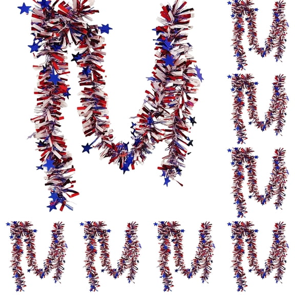 DIY Acrylic Decor Red White Blue Crepe Paper Streamers Tassel Garland Meaningful Design For Car Rearview Mirror Solid Black