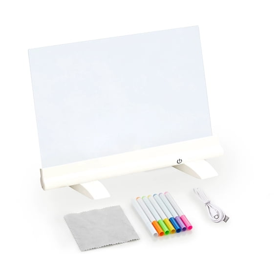 DIY Acrylic Fluorescent LED Light Board Luminous Erasable Message Whiteboard for Painting Greeting Display and Writing