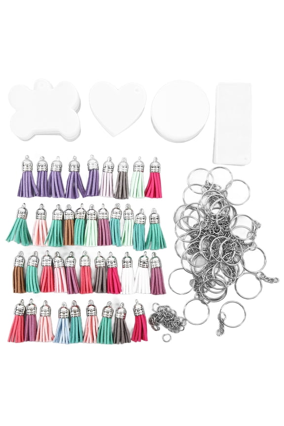 DIY Acrylic Keychain Making Kit - 40 Pcs Blank Shapes, Tassels & Key Rings for Personalized Crafts & Jewelry Making Projects