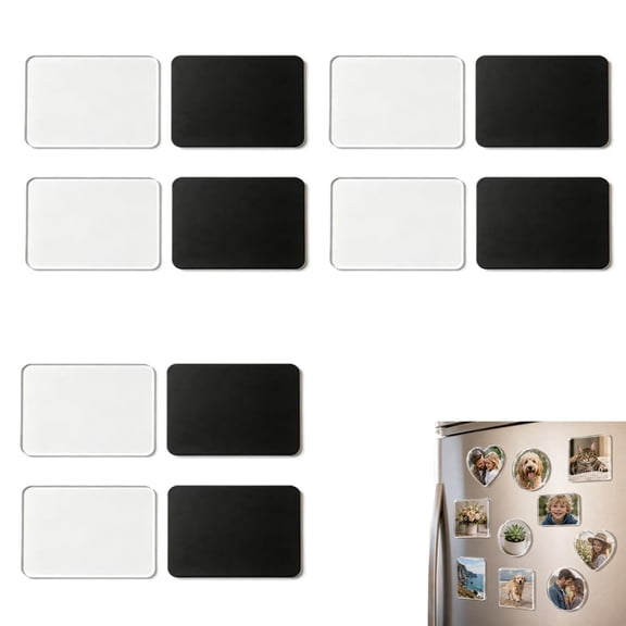 DIY Acrylic Magnet Kit Clear Fridge Backing Maker for Personalized Custom Refrigerator Magnets Rectangle with Adhesive Craft Set Homemade Making Square Round Photo Frame