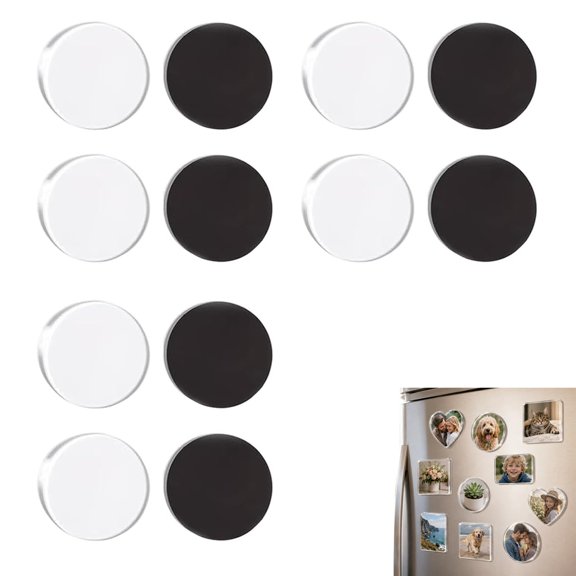 DIY Acrylic Magnet Kit Clear Fridge Backing Maker for Personalized Custom Refrigerator Magnets Rectangle with Adhesive Craft Set Homemade Making Square Round Photo Frame