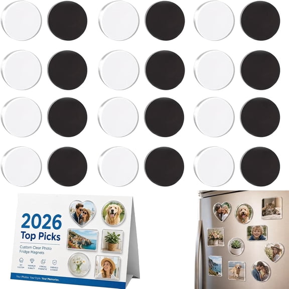 DIY Acrylic Magnet Kit Clear Fridge Backing Maker with Adhesive Craft Set for Personalized Custom Refrigerator Magnets - Heart-Shaped (12 PCS)