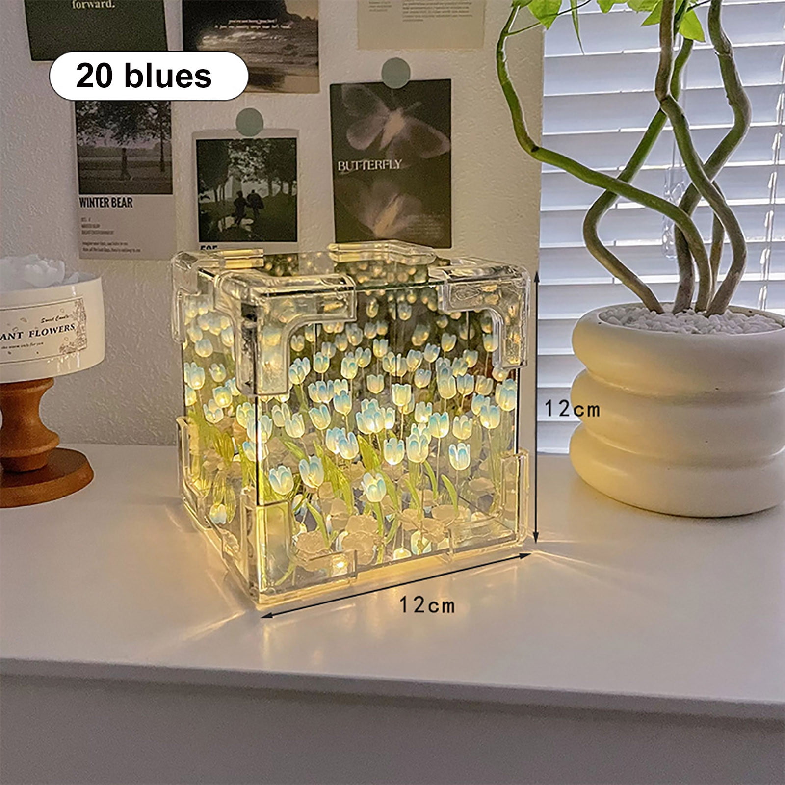 DIY Acrylic Night Light with LED String and Floral Decor for Home ...
