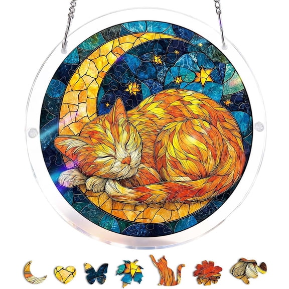 DIY Acrylic Puzzle Suncatcher - 7.4 Inch Window Hanging Light Catcher, Colorful Prism Art for Home Garden Decor, Creative Craft Gift for Adults, Relaxing Assembly Project for Birthday Holiday
