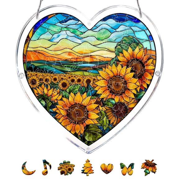 DIY Acrylic Puzzle Window – Sunflower Theme – Create A Dreamy Light And Shadow For Your Home (20cm/7.4inch) Hangs Home Decor