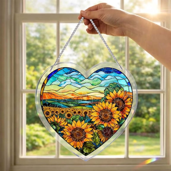 DIY Acrylic Puzzle Window – Sunflower Theme – Create A Dreamy Light And Shadow For Your Home (20cm/7.4inch) Hangs