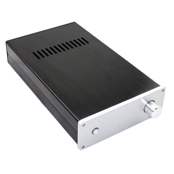 DIY All Aluminum Amplifier Chassis for LM3886 with Power Outlet, Aluminum Knob, Switch Button, Terminals, 2 Pairs Terminals, Rubber Feet