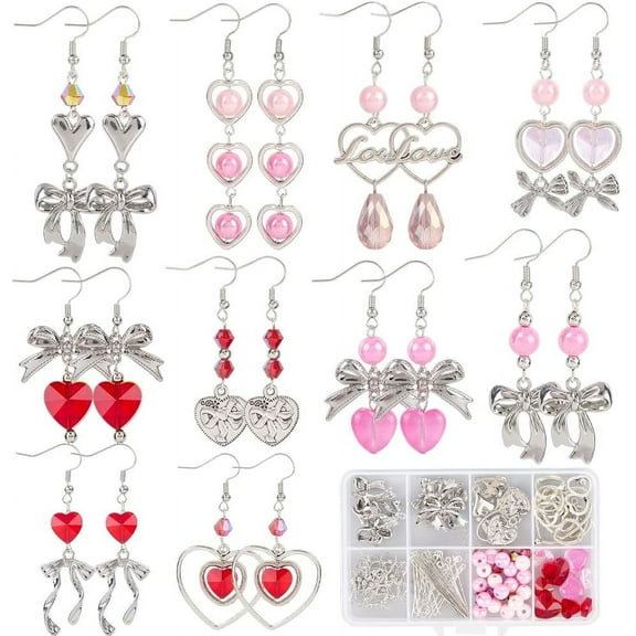DIY Alloy Earring Jewelry Making Kit Valentine's Day Theme Mixed color 4~40x4~29.5x0.5~9mm Hole: 0.5~3mm