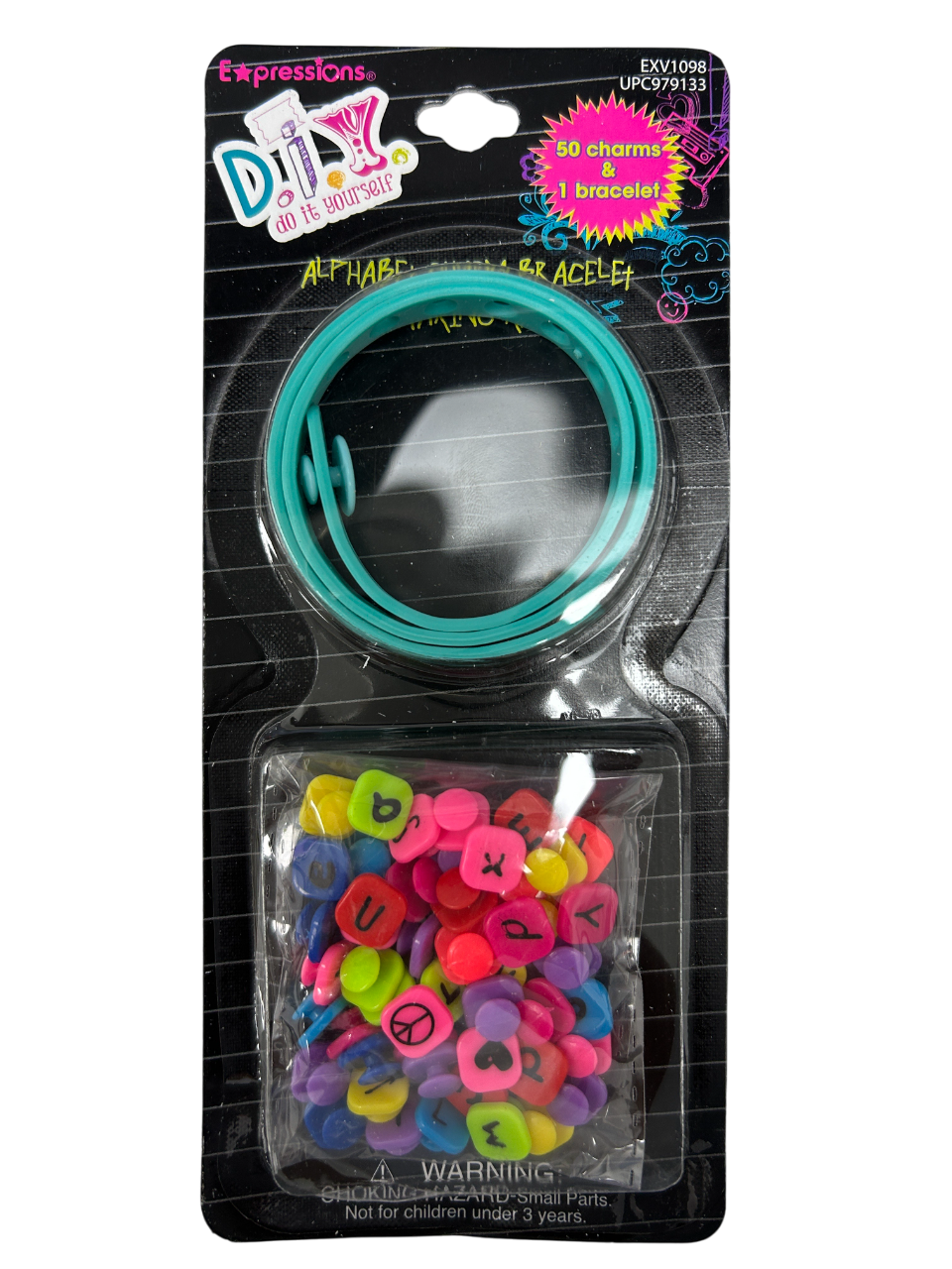DIY Alphabet Charm Bracelet Kit, 50 Unique Charms, 1 Bracelet, Perfect for Personalizing with Names, Initials, Phrases, Ideal for Beginners, Crafters, Gifts, Creative Fun, Blue