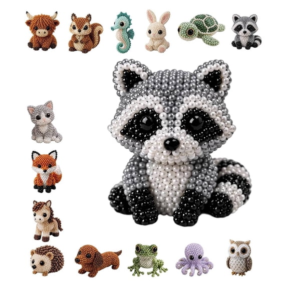 DIY Animal Beading Kit for Adults & Teens, Cute 3D Animal Bead Craft Set with Colorful Beads and Instructions, Handmade Jewelry Art Craft Kit for Creative DIY Projects(I)