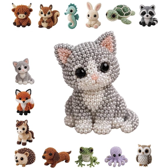 DIY Animal Beading Kit for Adults & Teens, Cute 3D Animal Bead Craft Set with Colorful Beads and Instructions, Handmade Jewelry Art Craft Kit for Creative DIY Projects(B)