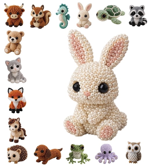 DIY Animal Beading Kit for Adults & Teens, Cute 3D Animal Bead Craft Set with Colorful Beads and Instructions, Handmade Jewelry Art Craft Kit for Creative DIY Projects