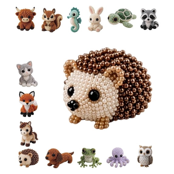 DIY Animal Beading Kit for Adults & Teens, Cute 3D Animal Bead Craft Set with Colorful Beads and Instructions, Handmade Jewelry Art Craft Kit for Creative DIY Projects(E)