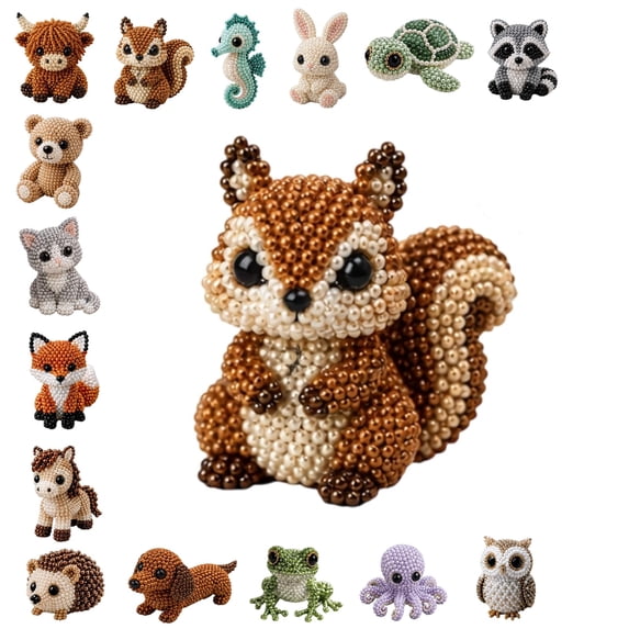 DIY Animal Beading Kit for Adults & Teens, Cute 3D Animal Bead Craft Set with Colorful Beads and Instructions, Handmade Jewelry Art Craft Kit for Creative DIY Projects