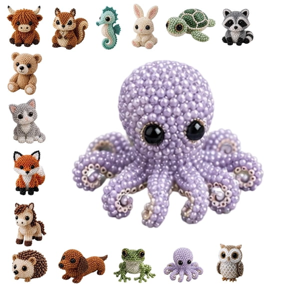 DIY Animal Beading Kit for Adults & Teens, Cute 3D Animal Bead Craft Set with Colorful Beads and Instructions, Handmade Jewelry Art Craft Kit for Creative DIY Projects