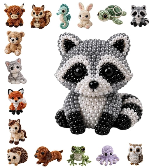 DIY Animal Beading Kit for Adults & Teens, Cute 3D Animal Bead Craft Set with Colorful Beads and Instructions, Handmade Jewelry Art Craft Kit for Creative DIY Projects