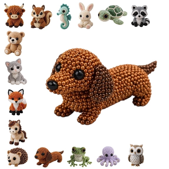DIY Animal Beading Kit for Adults & Teens, Cute 3D Animal Bead Craft Set with Colorful Beads and Instructions, Handmade Jewelry Art Craft Kit for Creative DIY Projects