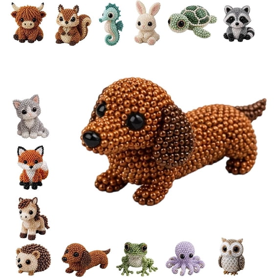 DIY Animal Beading Kit for Adults & Teens, Cute 3D Animal Bead Craft Set with Colorful Beads and Instructions, Handmade Jewelry Art Craft Kit for Creative DIY Projects(C)