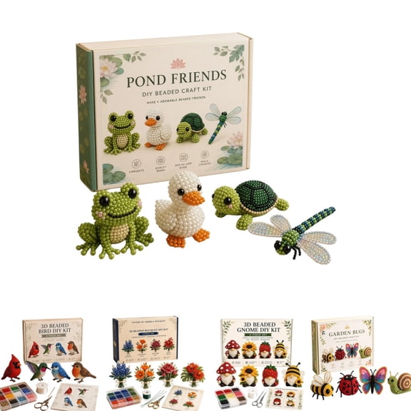 DIY Animal Beading Kit, Cute 3D Animal Bead Craft Set with Colorful Beads and Instructions, Handmade Jewelry Art Craft Kit for Creative DIY Projects for Adults & Teens