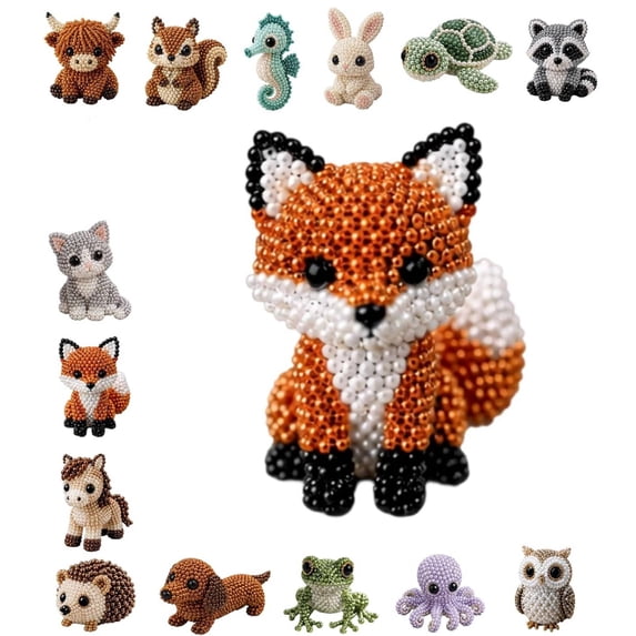 DIY Animal Beading Kit, Cute Bead Craft Animal Set with Colorful Beads and Instructions, Handmade Creative Jewelry Art Craft Kit, DIY Animals Beadwork Craft Kits for Adults(D)
