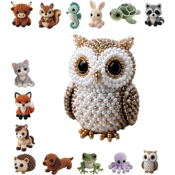 DIY Animal Beading Kit, Cute Bead Craft Animal Set with Colorful Beads and Instructions, Handmade Creative Jewelry Art Craft Kit, DIY Animals Beadwork Craft Kits for Adults(L)