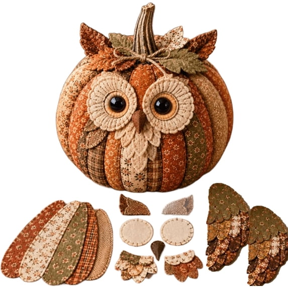 DIY Animal Pumpkin Sewing Kit, Cute Woodland Friends Fabric Craft Set, Pre-Cut Patchwork Sewing Project, Handmade Autumn Harvest Decoration For Home Display